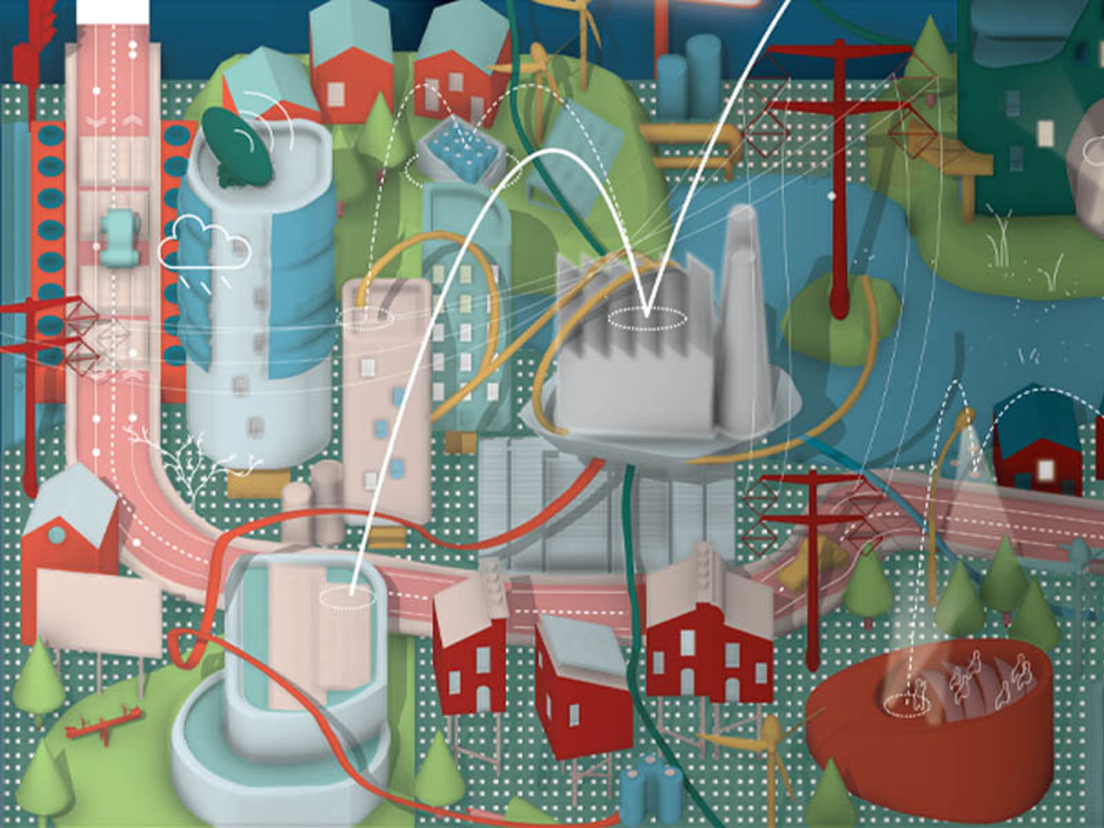 Diagram of a futuristic city