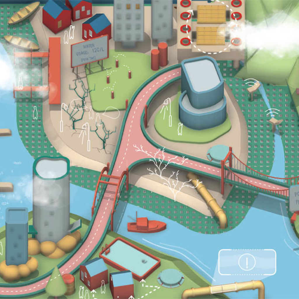 An illustration of a futuristic city