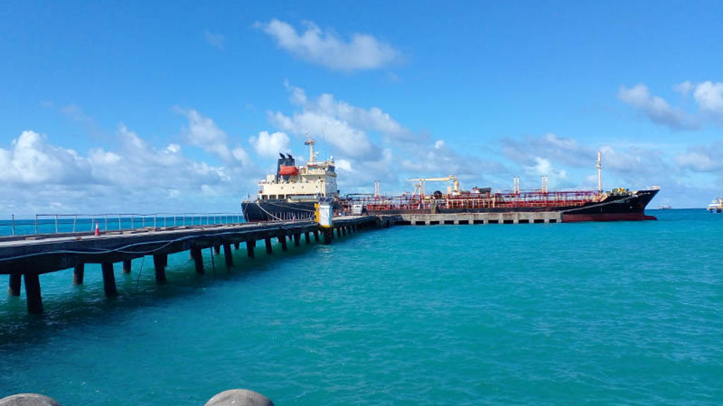 A large ship in the water.