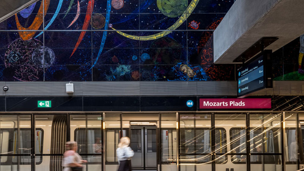 Art on the wall in Mozarts Plads station, Copenhagen