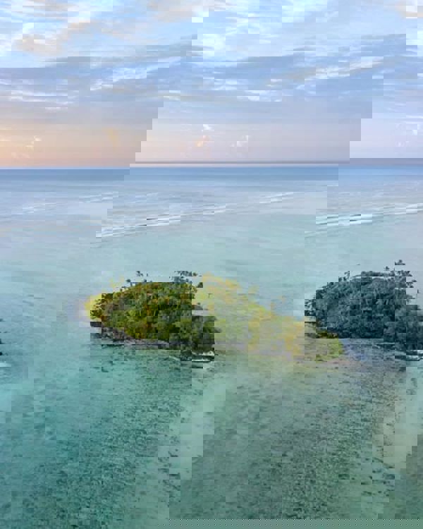 An island in the ocean.