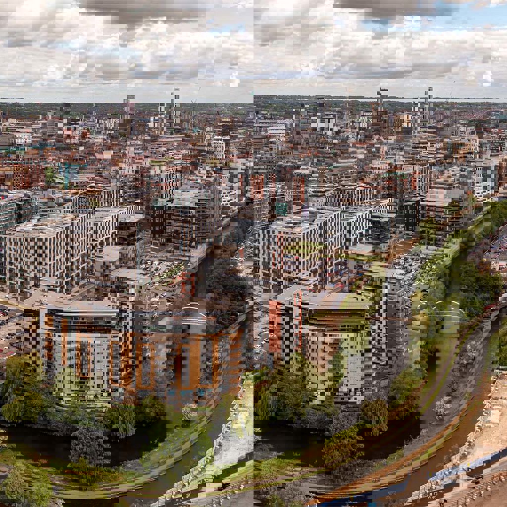 Aerial view of urban transport in a city