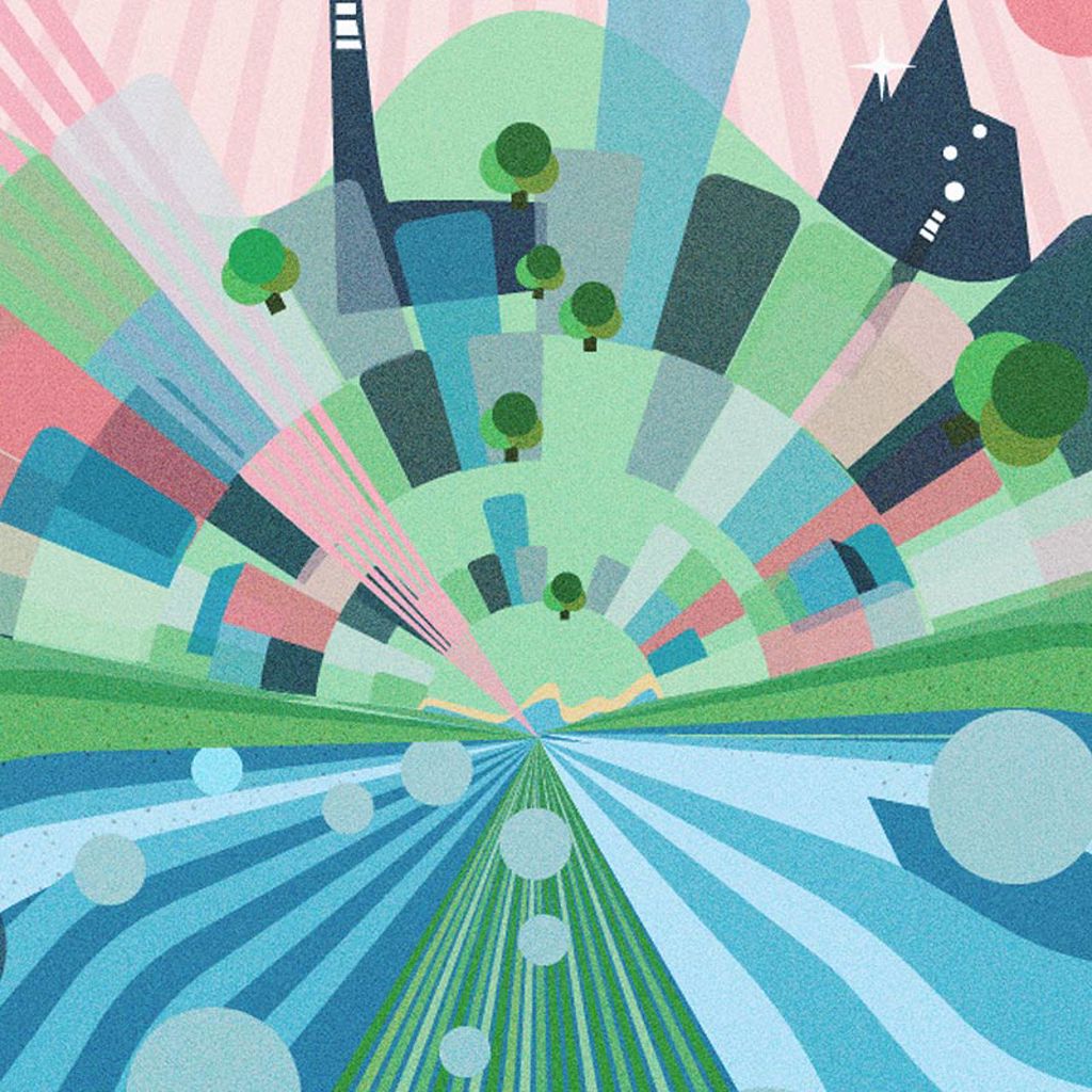 An abstract graphic of a city