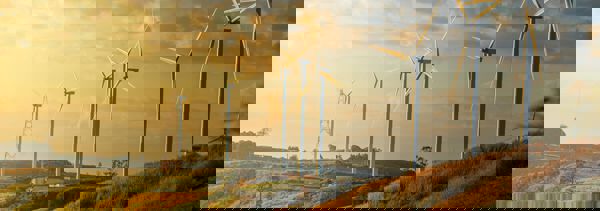 Wind turbines on a hill