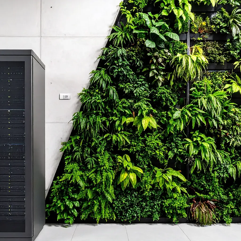 Data centre server next to green hall concept