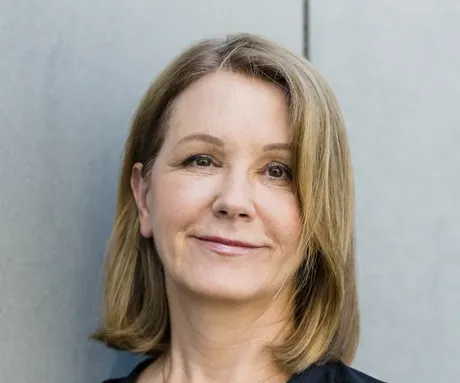 A woman with blonde hair.