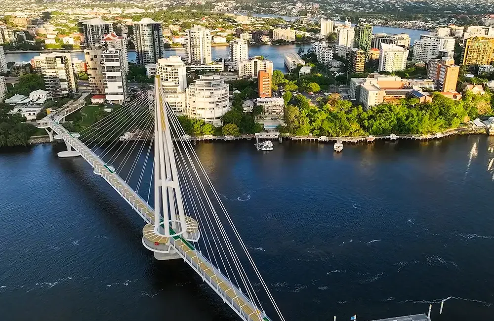 Aerial view of Kangaroo Point Bridge