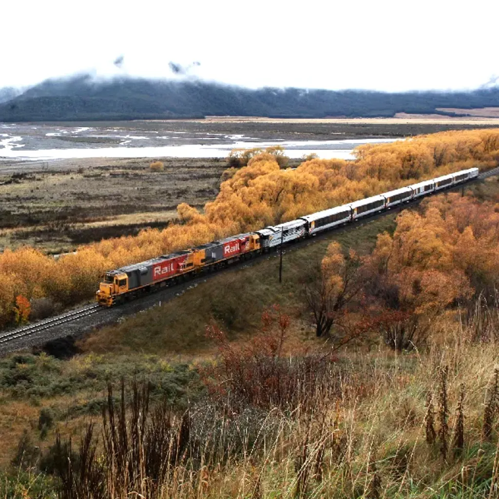 Kiwi rail train travelling across New Zealand