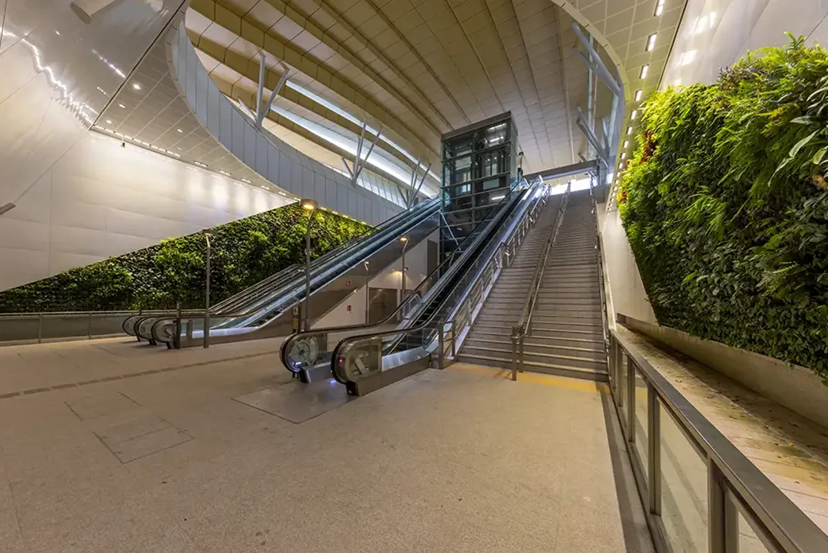 Pedestrian walkway at Gardens By The Bay Station